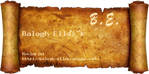 Balogh Ellák névjegykártya